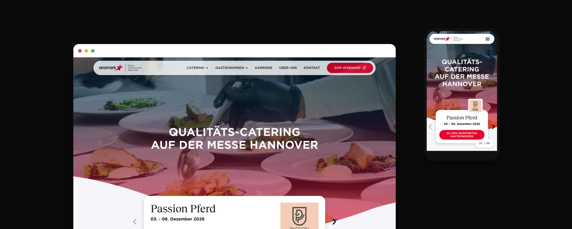 Aramark: Website für die Messegastronomie