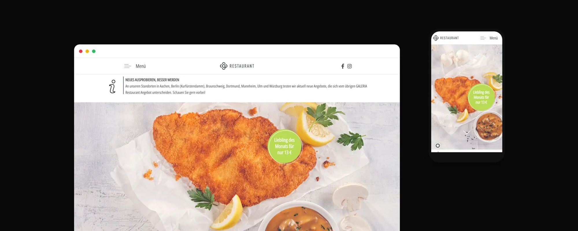 Galeria Restaurant: Neue Online-Präsenz