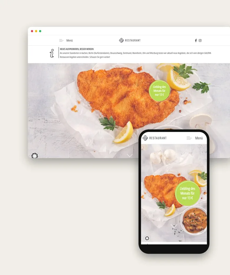 Galeria Restaurant: Neue Online-Präsenz